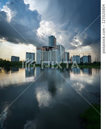 Collapsing building AI generated image Collapsing building AI generated image 125020804