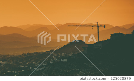Sunset over spanish coastal hills landscape Sunset over spanish coastal hills landscape 125020879