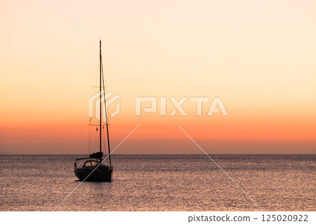 Yacht on sea water surface 125020922
