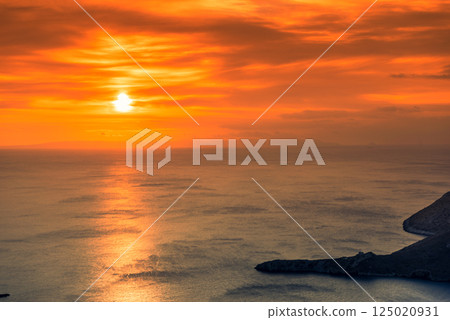 Greek coast at sunrise Peloponnese Mani 125020931