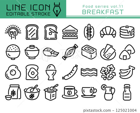 Line Icon Food Series vol.11 Breakfast Menu 125021004