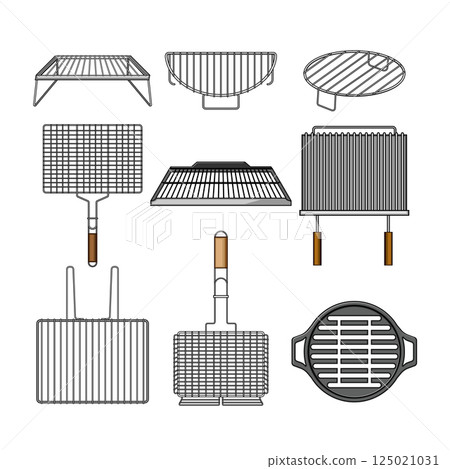 grill rack set cartoon vector illustration 125021031