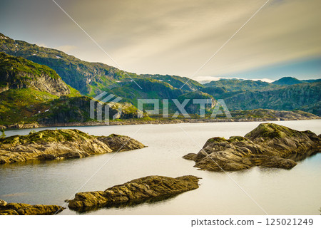 Lakes with stone isles, Ryfylke Norway Lakes with stone isles, Ryfylke Norway 125021249