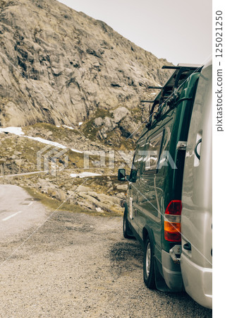 Camper car in norwegian mountains Camper car in norwegian mountains 125021250