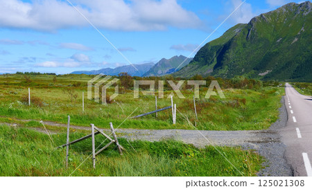 Gimsoya island landscape Lofoten Norway Gimsoya island landscape Lofoten Norway 125021308