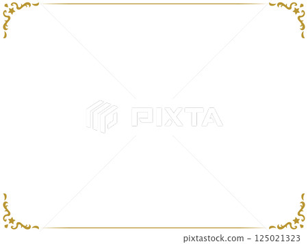 Antique design upper and lower frames / star / gold / illustration / material 125021323