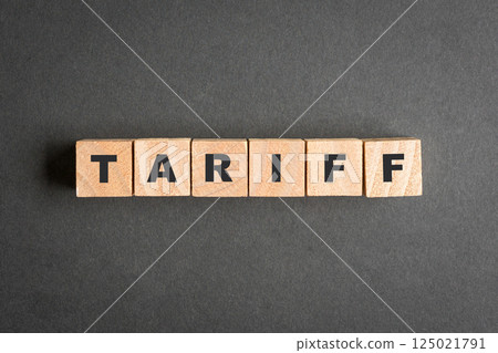 Tariff, word on square wooden blocks. 125021791