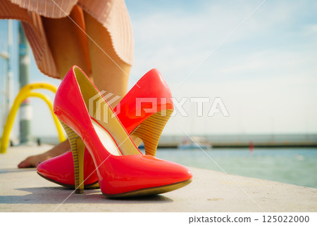 Red high heel classic shoes outdoor Red high heel classic shoes outdoor 125022000