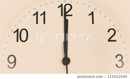 Closeup clock ticking showing twelve hours 125022049