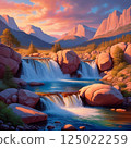 Beautiful flowing waterfall 125022259