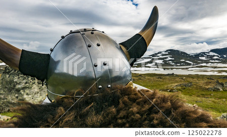 Viking helmet on norwegian nature Viking helmet on norwegian nature 125022278