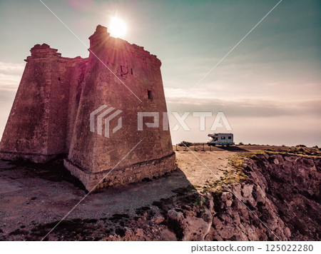 Camper at Mesa Roldan tower, Spain Camper at Mesa Roldan tower, Spain 125022280