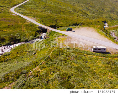 Camper car in norwegian mountains Camper car in norwegian mountains 125022375