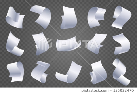 Realistic flying paper sheets 125022470