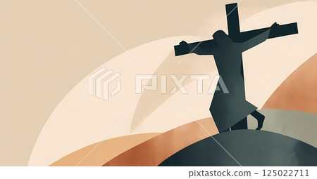 The Passion of Christ Minimalist Watercolor Illustration of Sacrifice, Faith, and Easter Redemption 125022711