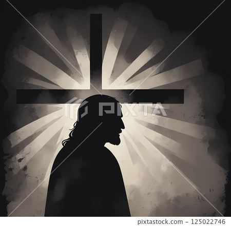 The Passion of Christ Minimalist Watercolor Illustration of Sacrifice, Faith, and Easter Redemption 125022746