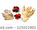 Various Chinese medicinal herbs on white background 125022802