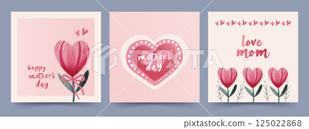 Vector of Mother's Day card template Design Set. 125022868