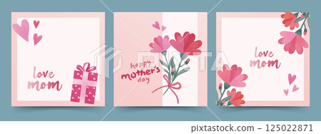 Vector of Mother's Day card template Design Set. 125022871