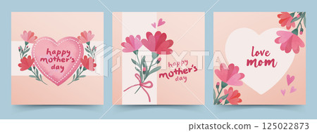 Vector Mother's Day cards with flowers and hearts Vector Mother's Day cards with flowers and hearts 125022873