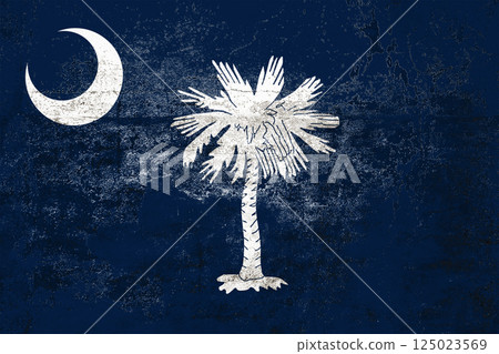 South Carolina State Flag. Dirty South Carolina state flag on the wall. South Carolina State Flag. Dirty South Carolina state flag on the wall. 125023569