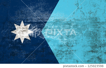 Minnesota State Flag. Dirty Minnesota state flag on the wall. Minnesota State Flag. Dirty Minnesota state flag on the wall. 125023598