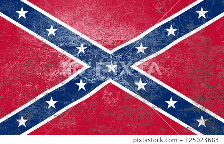 Confederate States of America State Flag. Dirty Confederate flag on the wall. Confederate States of America State Flag. Dirty Confederate flag on the wall. 125023683