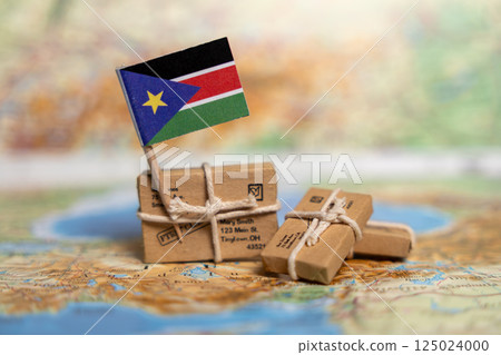 Shipping and Delivery Services to South Sudan: International Mail, Parcels, and Logistics Solutions on World Map Background 125024000