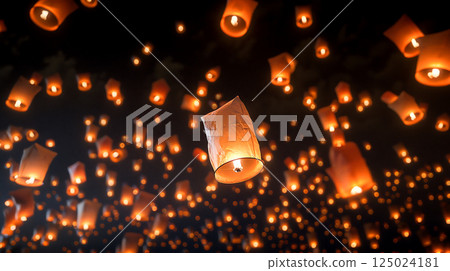 floating fire paper lanterns night sky of light and hope in lantern celebration festival tradition, beautiful magical glowing outdoor event culture darkness gathering spiritual wishes enchanting floating fire paper lanterns night sky of light and hope in lantern celebration festival tradition, beautiful magical glowing outdoor event culture darkness gathering spiritual wishes enchanting 125024181