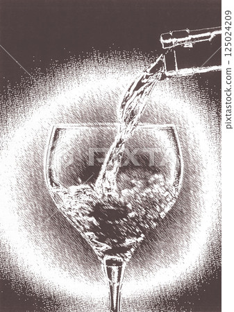 復古色調插圖:將葡萄酒倒入筆觸玻璃杯中,有可用複製空間 復古色調插圖:將葡萄酒倒入筆觸玻璃杯中,有可用複製空間 125024209