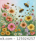 Honey bees stuck in flowers 125024257