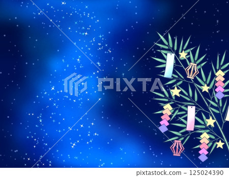 銀河與七夕竹子裝飾插畫背景 125024390
