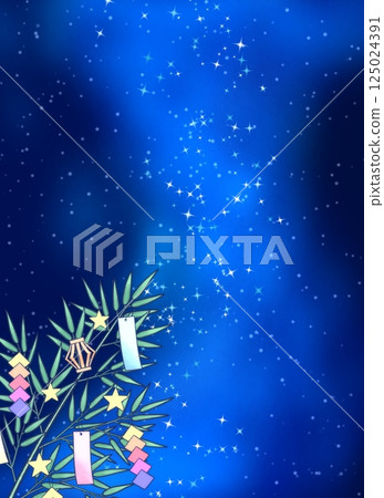 銀河與七夕竹子裝飾插畫背景 銀河與七夕竹子裝飾插畫背景 125024391