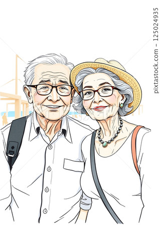 Elderly couple. Illustration of Retirement woman and man. seniors together 125024935