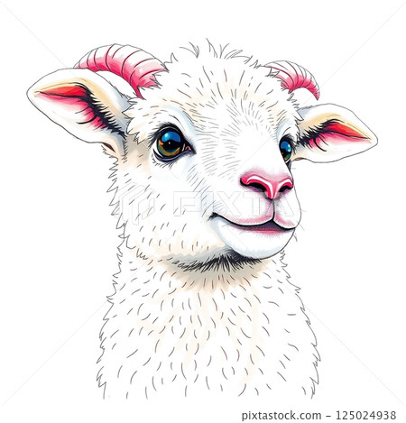 Cute goat. Animal sketch illustration 125024938