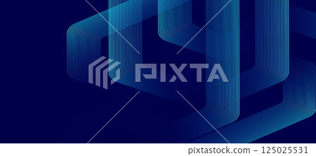 Futuristic digital concept with technology hexagons. Hexagonal digital abstract background. Hexagonal stripe line art design for poster, brochure, cover, banner, website, header 125025531