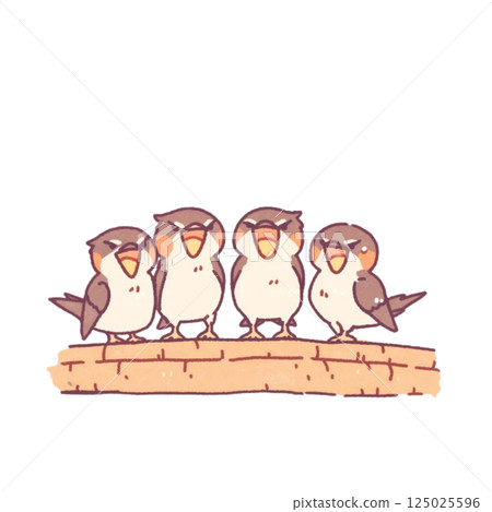 Deformation, illustration of a flock of swallows, cute, material, no background, icon 125025596