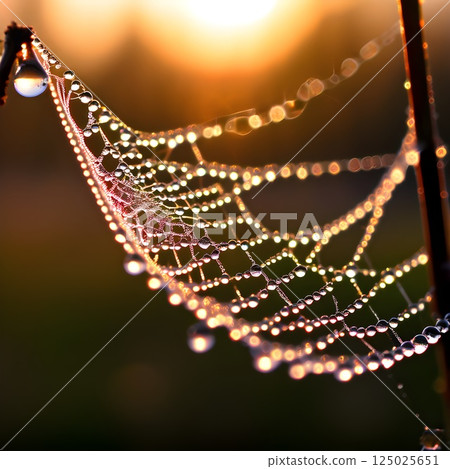 Morning Dew: A Spider Web Delicate Reflection 125025651