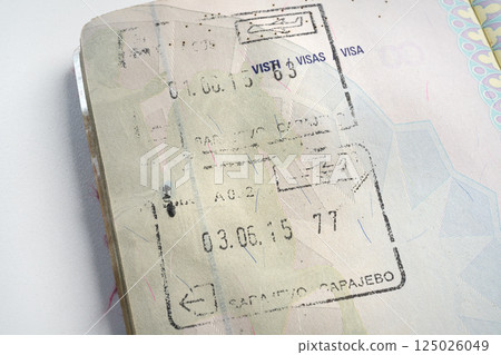 the Visa of Bosnia and Herzegovina on a passport the Visa of Bosnia and Herzegovina on a passport 125026049