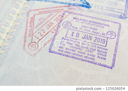 the Visa of Malaysia on a passport 125026054