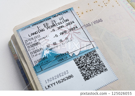 the Visa of Japan on a passport 125026055