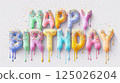Colorful Dripping Birthday Letters With Sprinkles On White Background 125026204