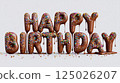 Chocolate Happy Birthday Text With Sprinkles In 3D Style 125026207
