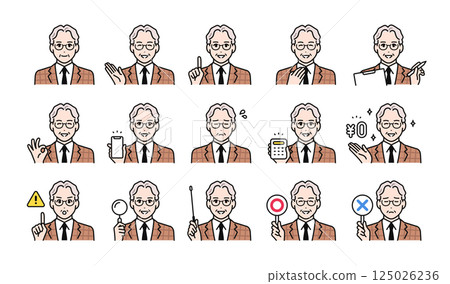 高級一代男性專業人士的各種商務面部表情變化集 高級一代男性專業人士的各種商務面部表情變化集 125026236