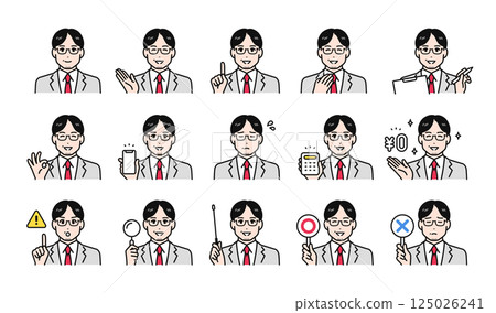 Various business facial expressions variation set of middle generation male professionals Various business facial expressions variation set of middle generation male professionals 125026241