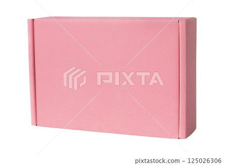 Mockup pink cardboard box isolated on white background 125026306