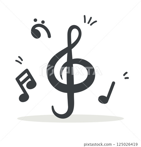 composition with musical notes and Treble clef composition with musical notes and Treble clef 125026419