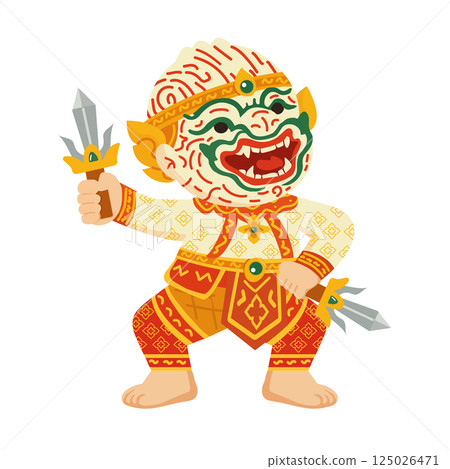Cute Hanuman Thai Art flat 125026471