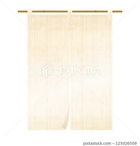 Illustration of a natural linen curtain Illustration of a natural linen curtain 125026509
