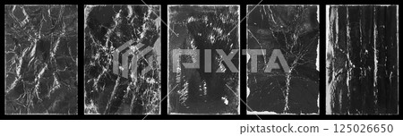Empty old vintage black scratch torn poster set overlay texture background Empty old vintage black scratch torn poster set overlay texture background 125026650